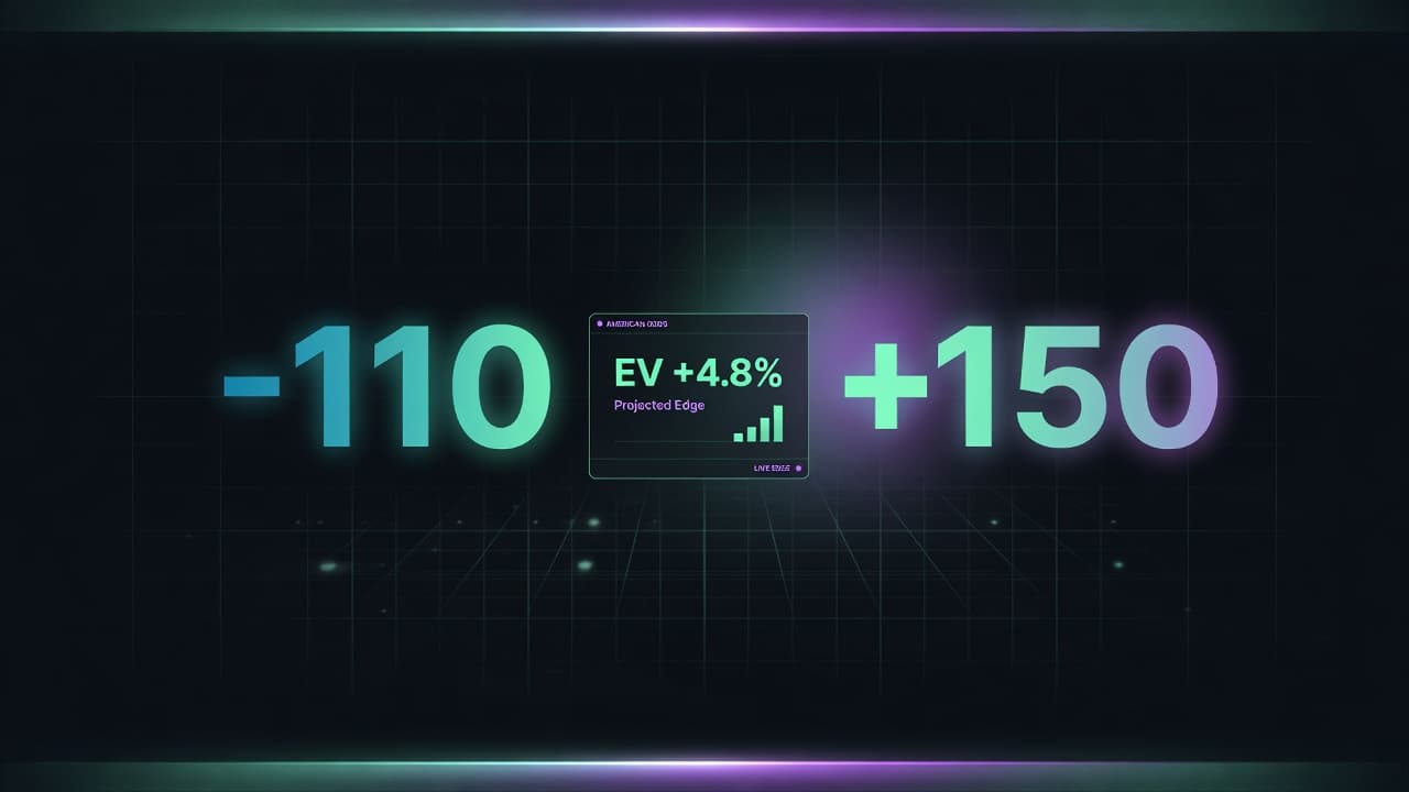 EV and half-Kelly calculator — odds, edge, and stake HUD
